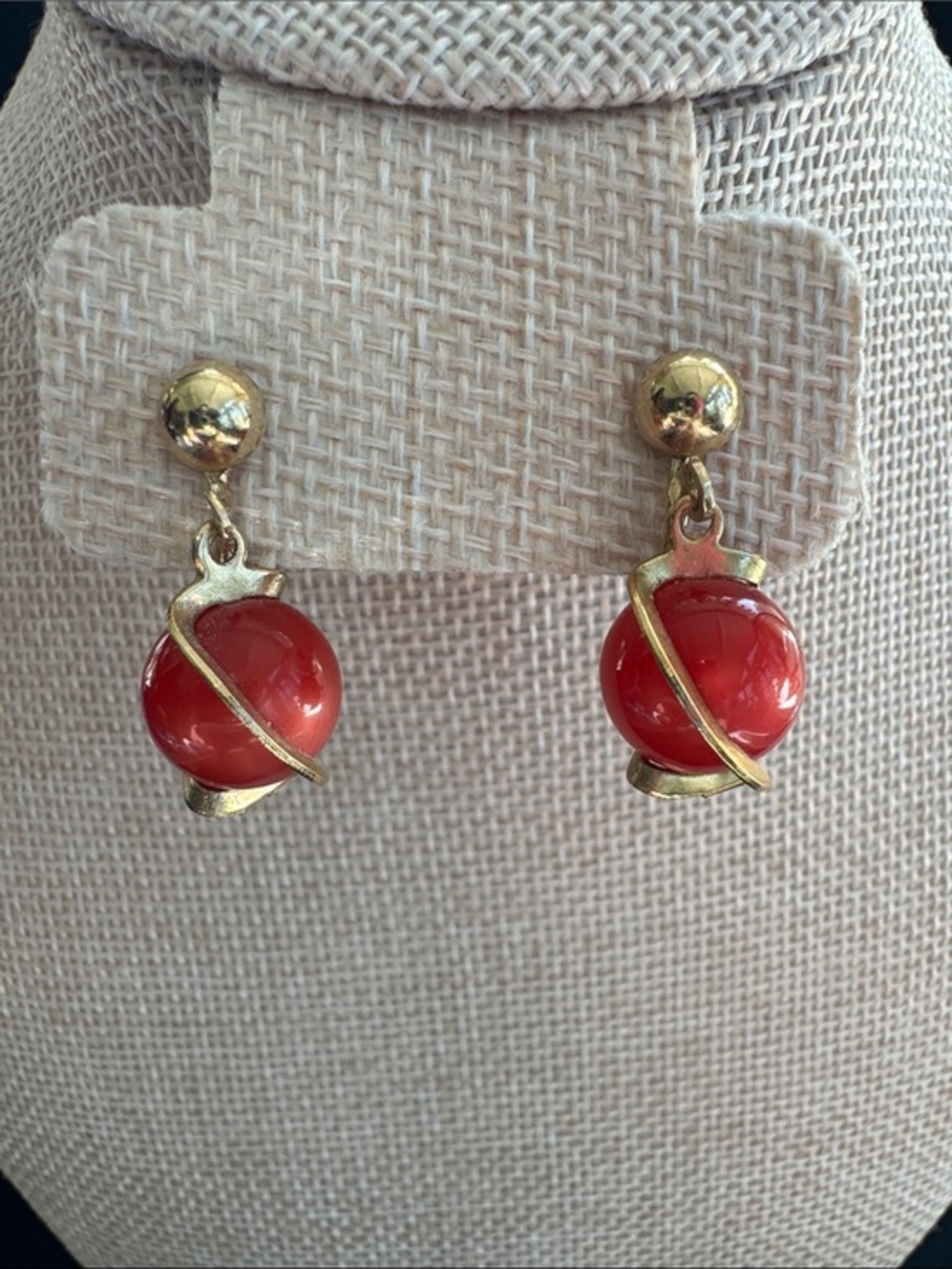 VTG MCM "Saturn" Orb Screw Back Earrings